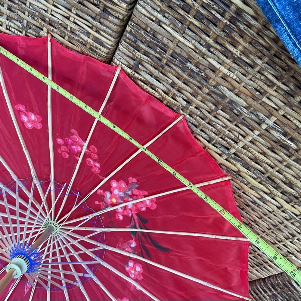 Floral true Oriental delicate bamboo parasol - Picture 7 of 7
